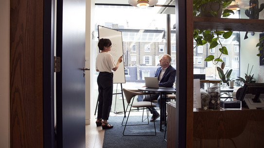 A business women holds a presentation