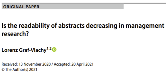 Is the readability of abstracts decreasing in management research?