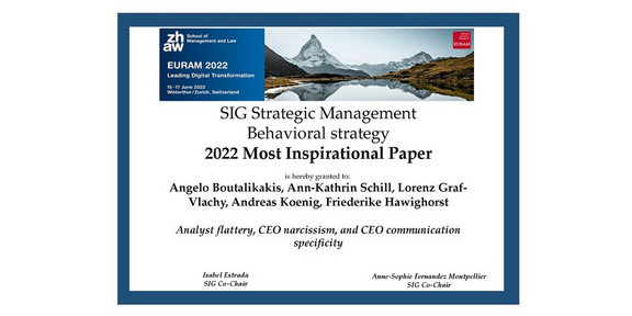 "Most Inspirational Paper" award