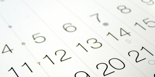 Dates of a calendar in detail