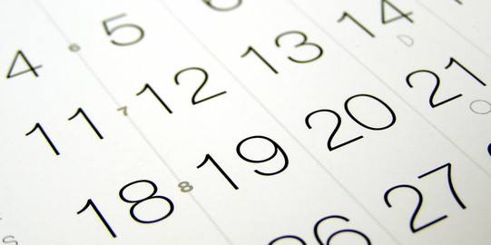 Dates of a calendar in detail